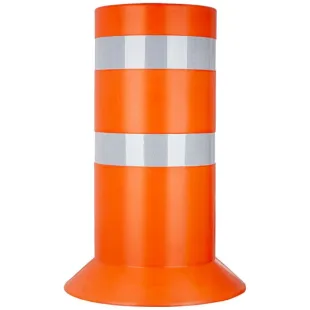 Słupek parkingowy blokujący ostrzegawczy | PCV, 90 cm, na stopie, gruby, szeroki